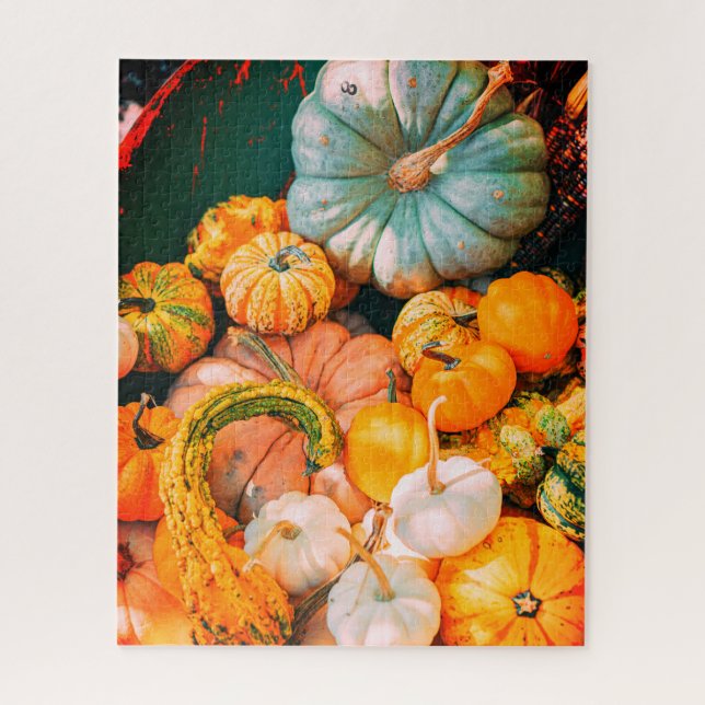 Colourful Pumpkin Decorative Display Thanksgiving Jigsaw Puzzle (Vertical)