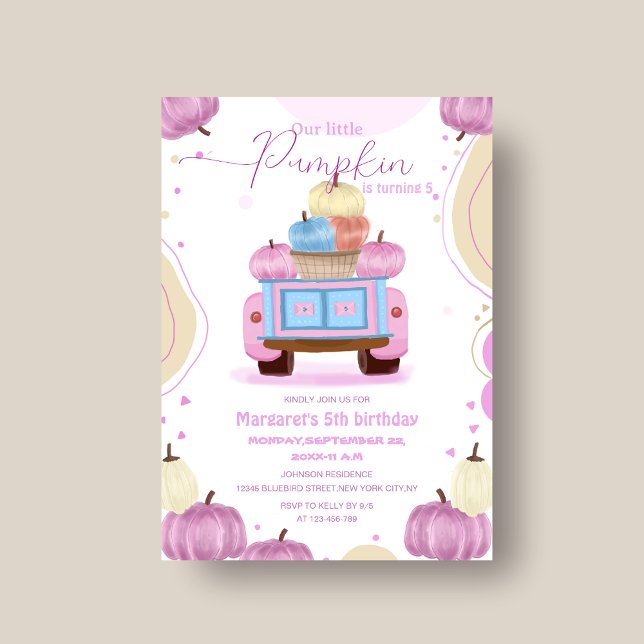 colourful pumpkin elegant kid's birthday Invitatio Invitation (Creator Uploaded)