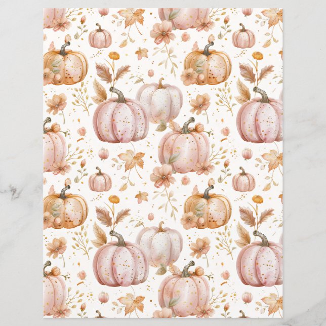 colourful pumpkin fall pattern scrapbook paper (Front)