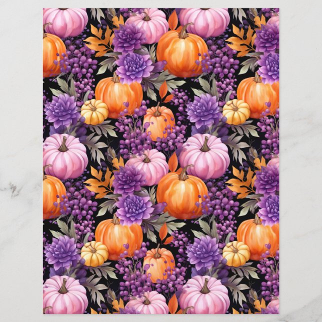 colourful pumpkin fall pattern scrapbook paper (Front)