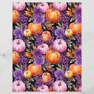 colourful pumpkin fall pattern scrapbook paper