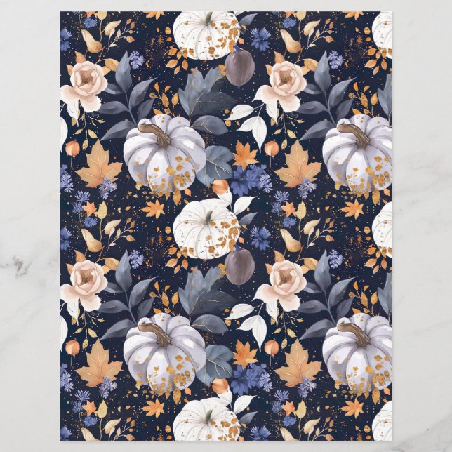colourful pumpkin fall pattern scrapbook paper (Front)