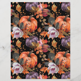 colourful pumpkin fall pattern scrapbook paper