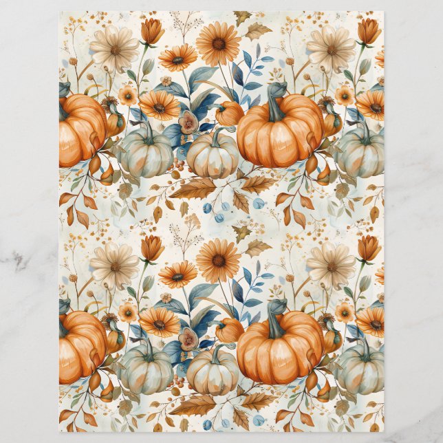colourful pumpkin fall pattern scrapbook paper (Front)