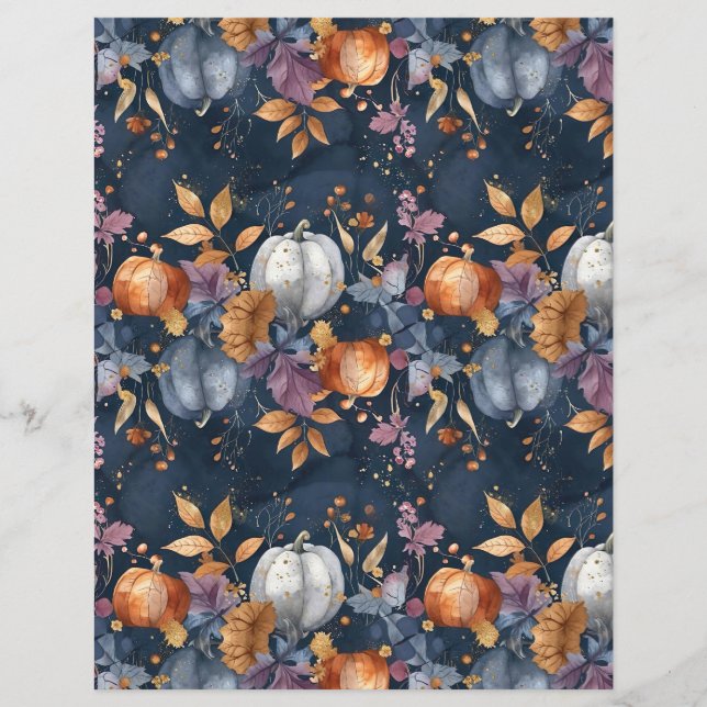 colourful pumpkin fall pattern scrapbook paper (Front)