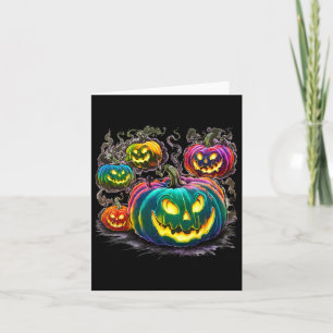 Colourful Pumpkin Ghosts Jack O Lantern Halloween Card