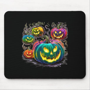 Colourful Pumpkin Ghosts Jack O Lantern Halloween Mouse Mat