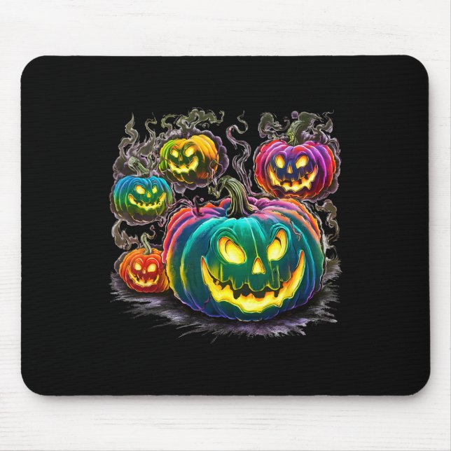 Colourful Pumpkin Ghosts Jack O Lantern Halloween  Mouse Mat (Front)