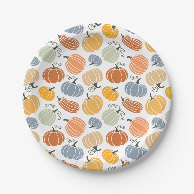 Colourful Pumpkin Gourd Pattern Paper Plate (Front)