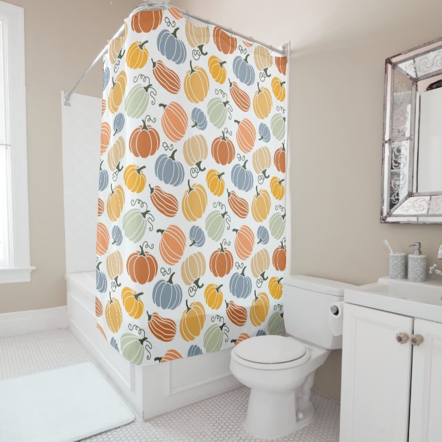 Colourful Pumpkin Gourd Pattern Shower Curtain (In Situ)
