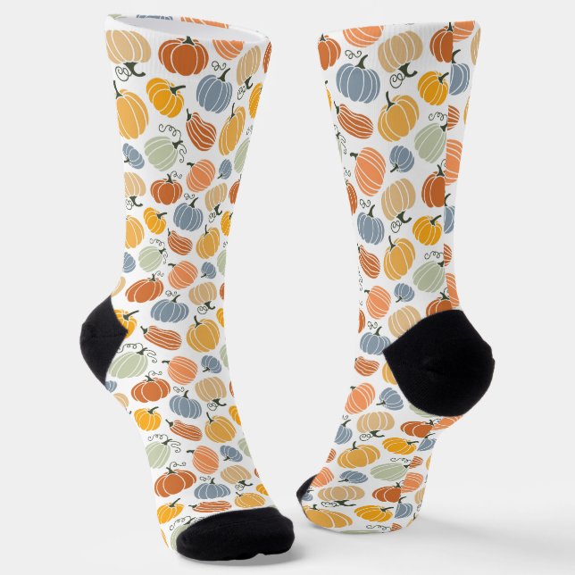 Colourful Pumpkin Gourd Pattern Socks (Angled)