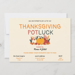 Colourful Pumpkin Thanksgiving Potluck Invitation