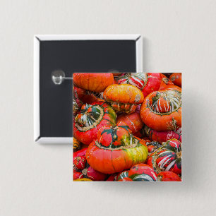 Colourful pumpkins 15 cm square badge