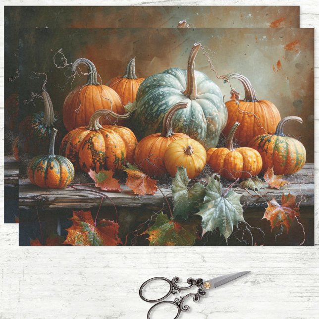 Colourful Pumpkins and Leaves Vintage Decoupage Tissue Paper (Creator Uploaded)