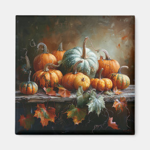 Colourful Pumpkins and Leaves Vintage Magnet