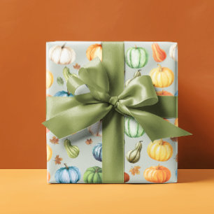 Colourful Pumpkins Autumn Watercolor  Wrapping Paper