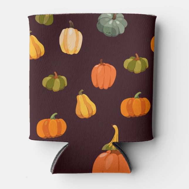 Colourful Pumpkins: Dark Autumn Elegance. Can Cooler (Front)