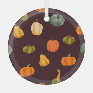 Colourful Pumpkins: Dark Autumn Elegance. Glass Tree Decoration