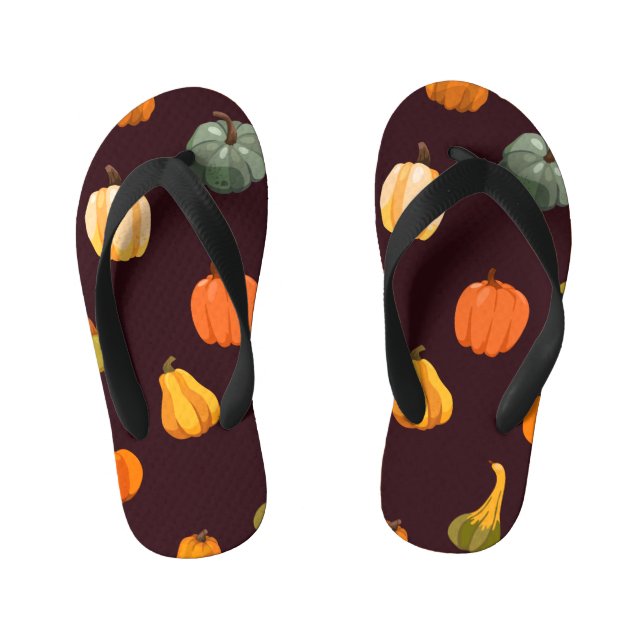 Colourful Pumpkins: Dark Autumn Elegance. Kid's Flip Flops (Footbed)