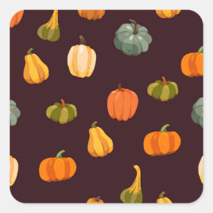 Colourful Pumpkins: Dark Autumn Elegance. Square Sticker
