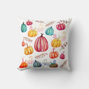 Colourful Pumpkins Fall  Art Throw Cushion