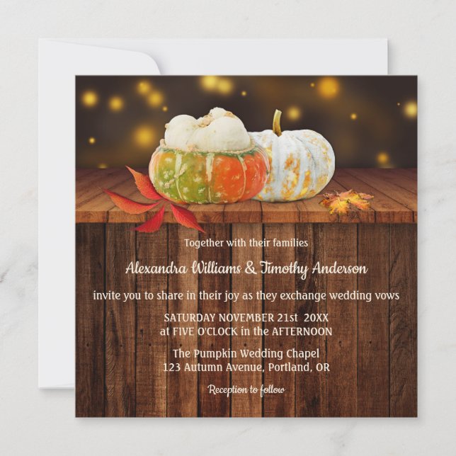 Colourful Pumpkins Fall Wedding Invitation (Front)