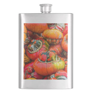 Colourful pumpkins hip flask