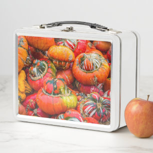 Colourful pumpkins metal lunch box