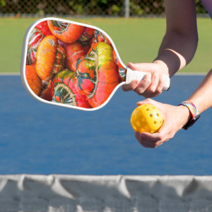 Colourful pumpkins pickleball paddle