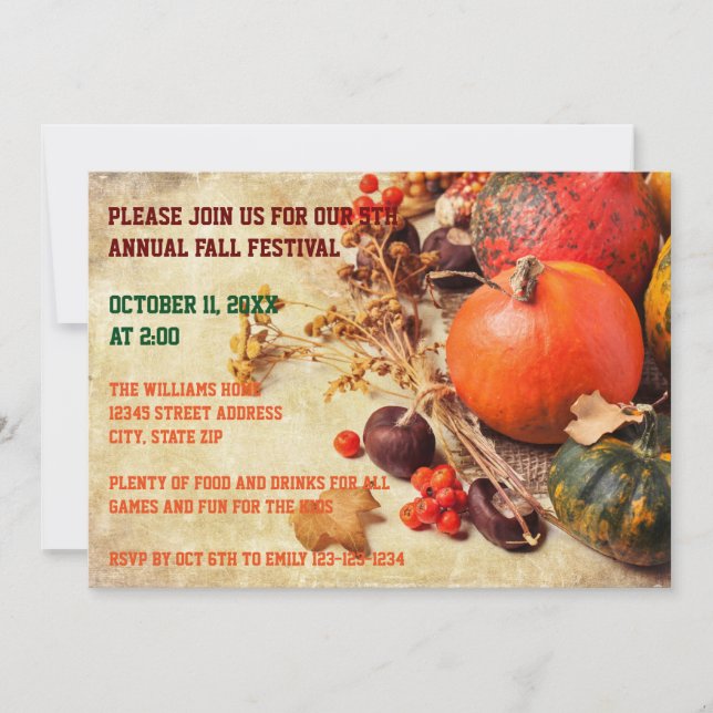 Colourful Pumpkins - Thanksgiving Dinner Invitatio Invitation (Front)