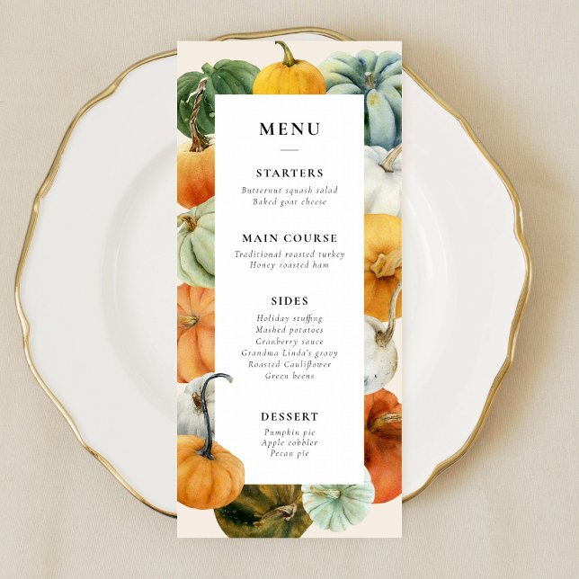 Colourful Pumpkins Thanksgiving Dinner Menu (Creator Uploaded)