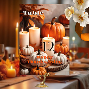 Colourful Pumpkins Thanksgiving Dinner Table Number