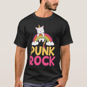 Colourful Punk Rock Rainbow Cat Unicorn Unicat T-Shirt