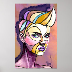 Colourful Punk Woman Poster