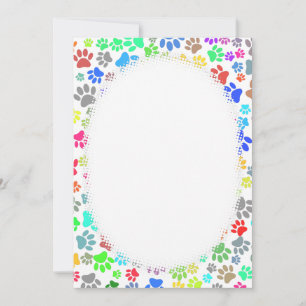 Colourful Puppy Paw Pattern Invitation