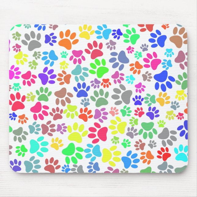 Colourful Puppy Paw Pattern Mouse Mat (Front)