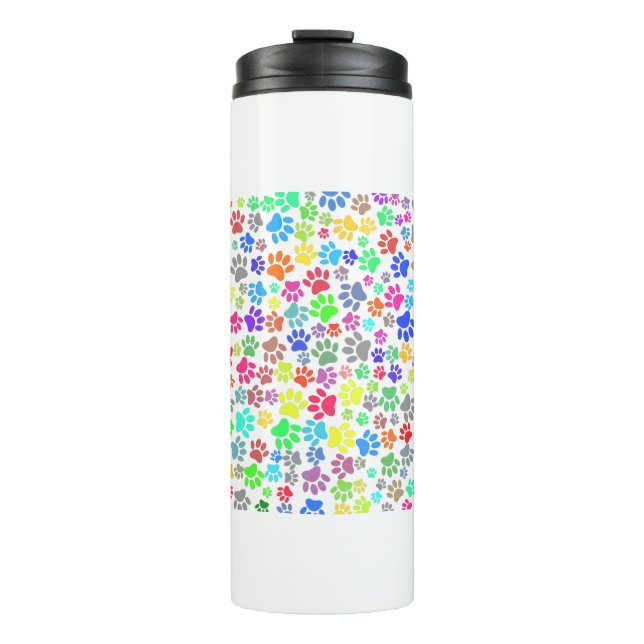Colourful Puppy Paw Pattern Thermal Tumbler (Front)