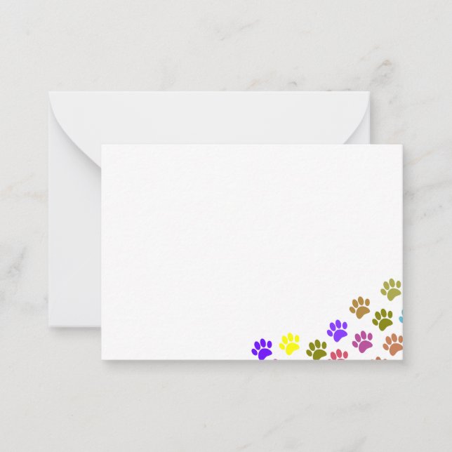 Colourful Puppy Paw Prints Card (Front)