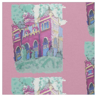 Colourful Purple Castle in Budapest Fabric