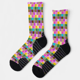 Colourful Purple Check Micros Pattern Stylish Socks