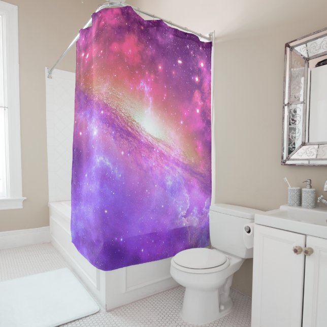Colourful Purple Galaxy Artwork | Shower Curtain (In Situ)