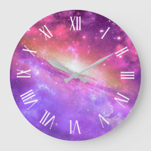 Colourful Purple Galaxy Artwork Wall Clock