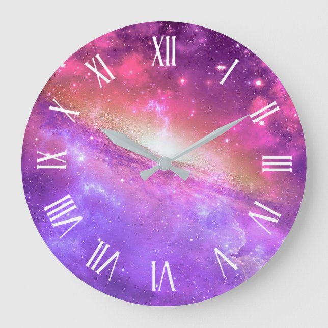 Colourful Purple Galaxy Artwork | Wall Clock (Front)