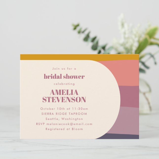 Colourful Purple Geometric Modern Bridal Shower Invitation (Standing Front)