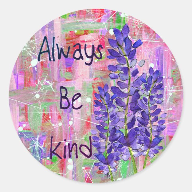 Colourful Purple Lupine Flowers with Words Sticker (Front)