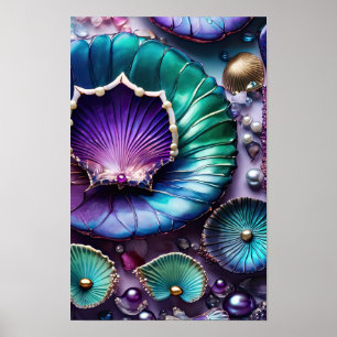 Colourful Purple Mermaid Shell Poster