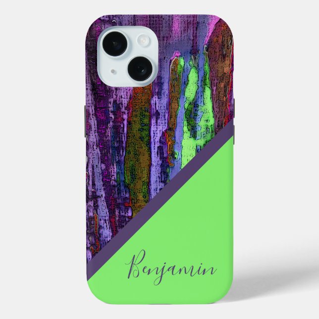 colourful +purple neon green chic cool marble  Case-Mate iPhone case (Back)