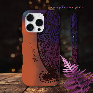Colourful Purple Orange Modern Floral Pattern iPhone 16 Pro Case
