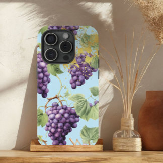 Colourful Purple, Pastel Blue and Gold Grape Vine  iPhone 15 Case