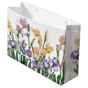 Colourful Purple & Peach Iris Large Gift Bag
